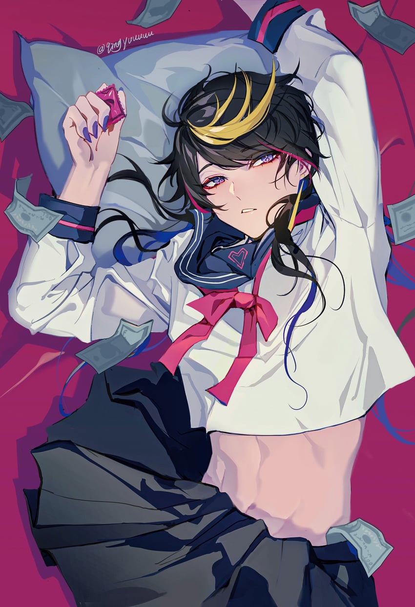shu yamino (nijisanji and 1 more) drawn by qingyu
