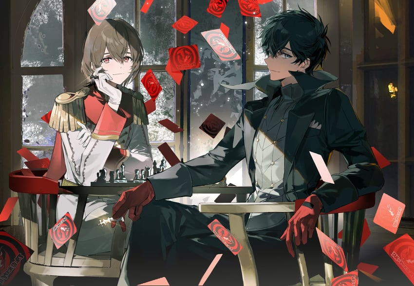 amamiya ren, akechi gorou, and crow (persona and 1 more) drawn by ameinu