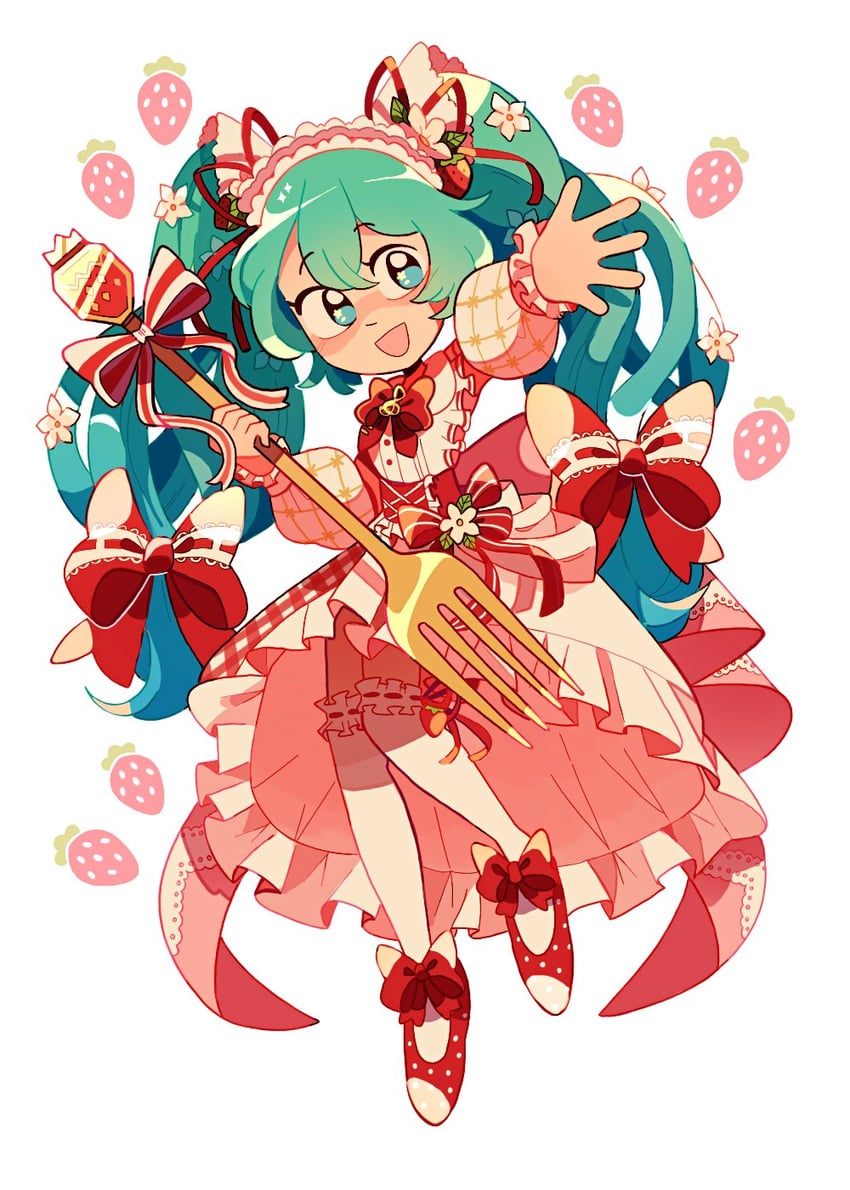 hatsune miku and strawberry miku (vocaloid) drawn by sleepy_cheeky