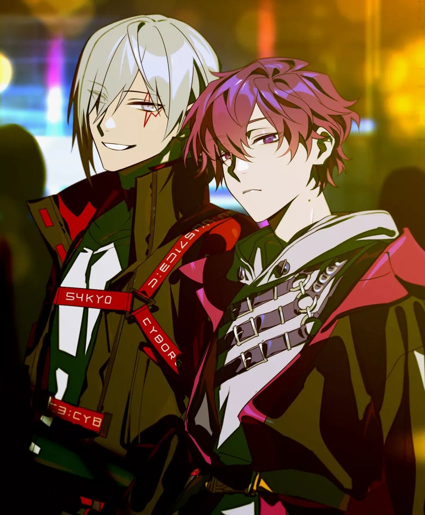 uki violeta and fulgur ovid (nijisanji and 1 more) drawn by yama_ym0000
