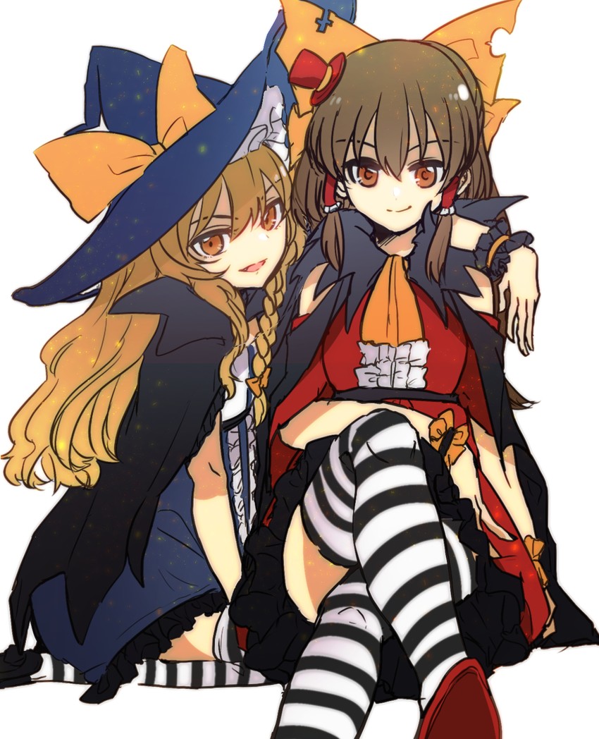 hakurei reimu and kirisame marisa (touhou) drawn by aoi_(annbi)