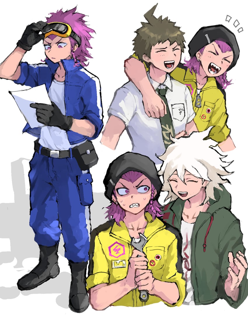komaeda nagito, hinata hajime, and soda kazuichi (danganronpa and 2 more) drawn by shiba_ko