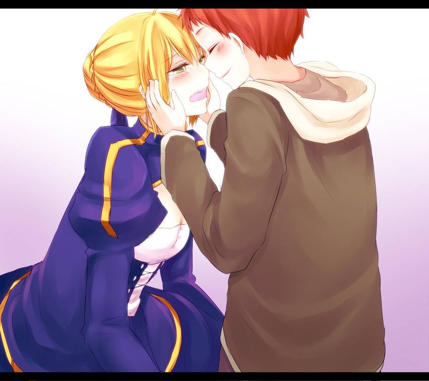 artoria pendragon, saber, and emiya shirou (fate and 1 more) drawn by chiroron