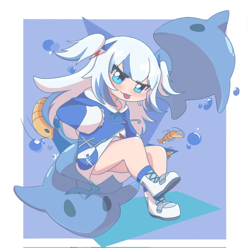 gawr gura and ebi-chan (hololive and 1 more) drawn by pbj6541