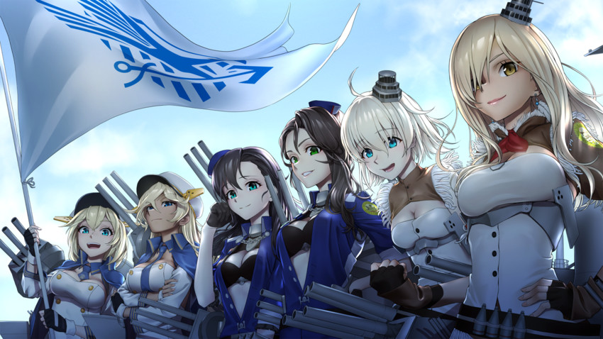 tennessee, arizona, california, oklahoma, pennsylvania, and 1 more (azur lane) drawn by koubakotone