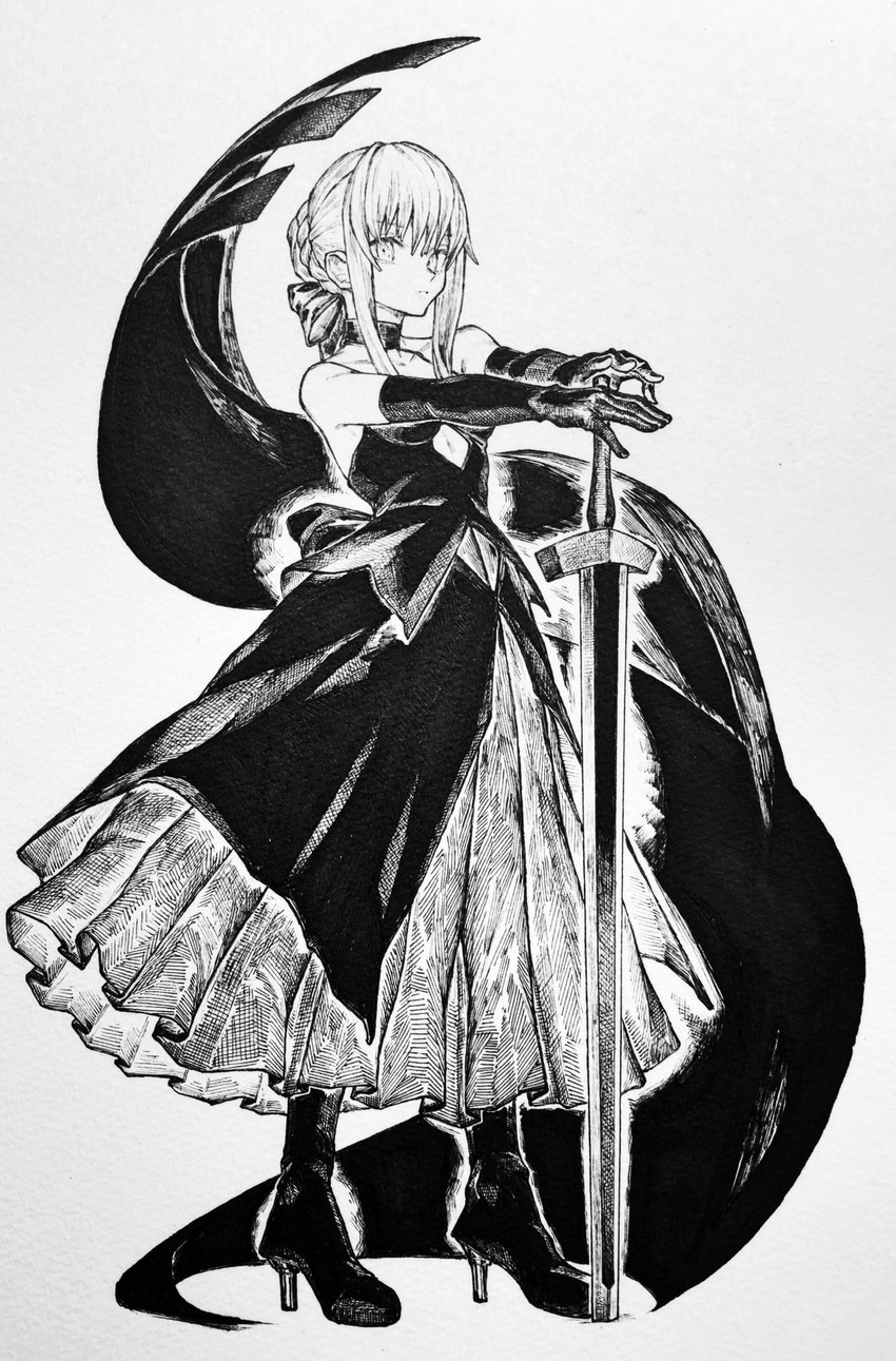 artoria pendragon and saber alter (fate and 1 more) drawn by mashimashi