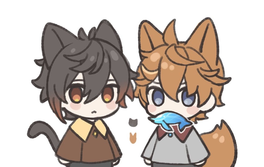 zhongli and tartaglia (genshin impact) drawn by marimo_jh