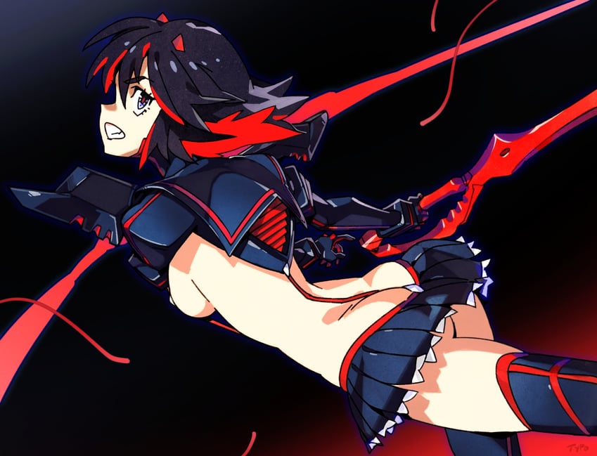 matoi ryuuko and senketsu (kill la kill) drawn by optionaltypo