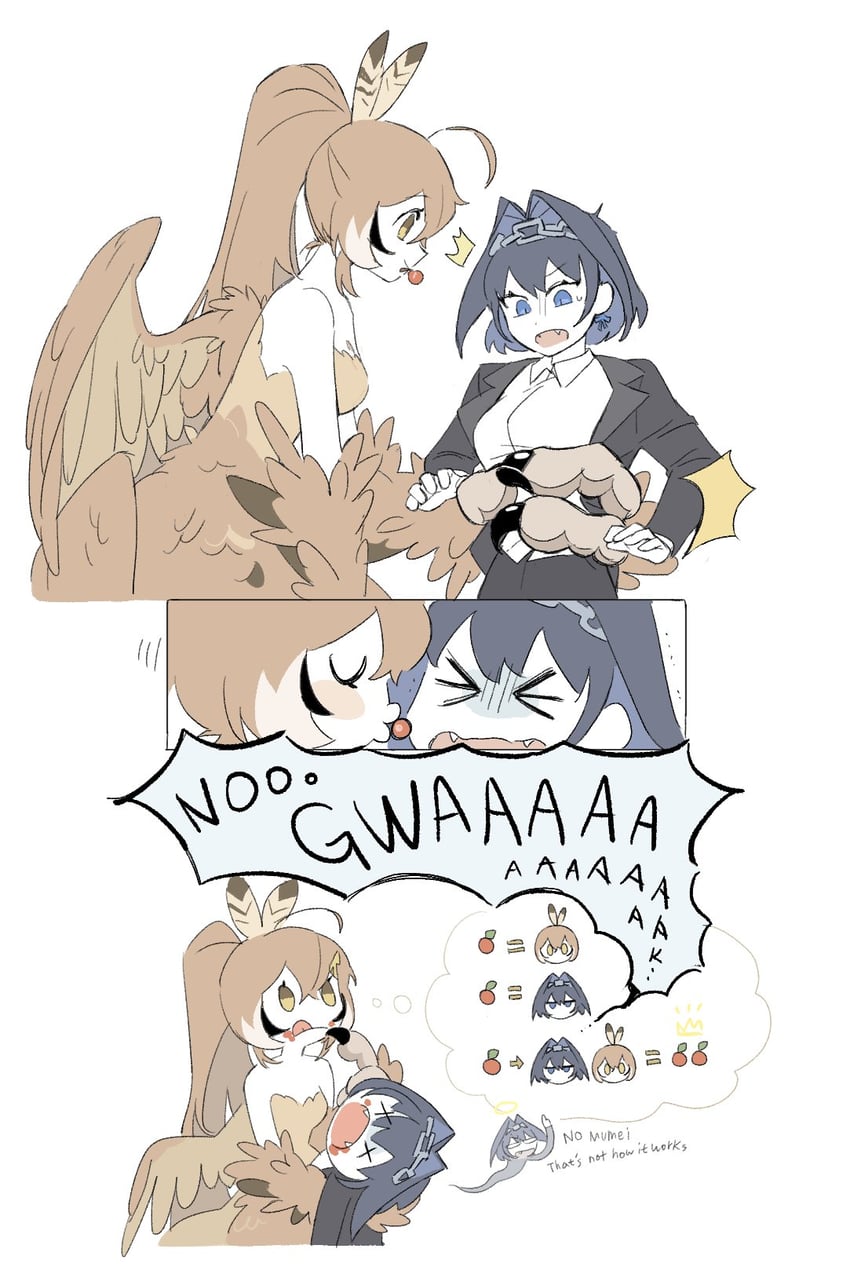 ouro kronii and nanashi mumei (hololive and 1 more) drawn by guoo
