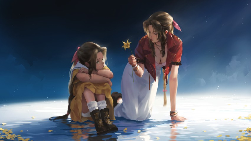 aerith gainsborough (final fantasy and 2 more) drawn by g-tz