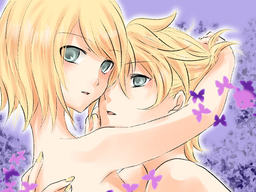 kagamine rin and kagamine len (vocaloid) drawn by yayoi_(egoistic_realism)