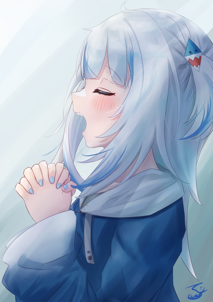 gawr gura (hololive and 1 more) drawn by bikkusu