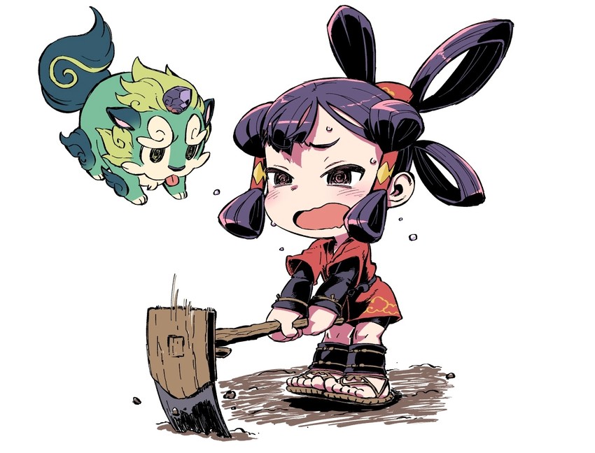 sakuna-hime and tama-jii (tensui no sakuna-hime) drawn by abua