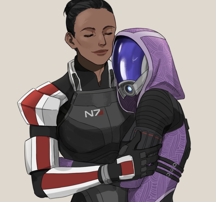 commander shepard and tali'zorah (mass effect and 1 more) drawn by cheetahman_(1ddghfr78cswc)