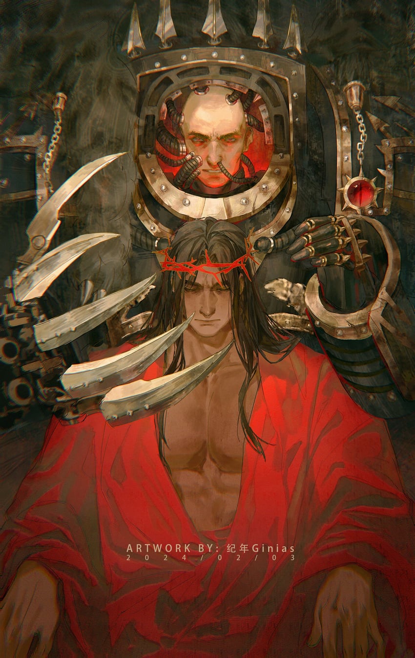 emperor of mankind and horus lupercal (warhammer 40k) drawn by ginias