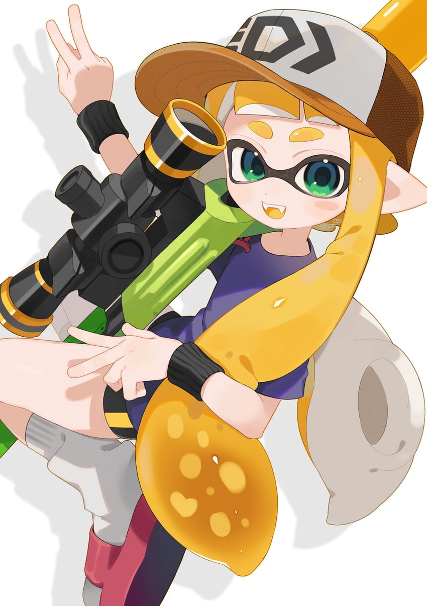 inkling player character and inkling girl (splatoon) drawn by sabata_saba