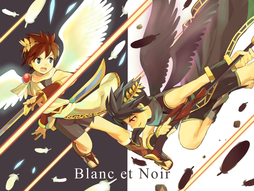 pit and dark pit (kid icarus and 1 more) drawn by frostmansnowman