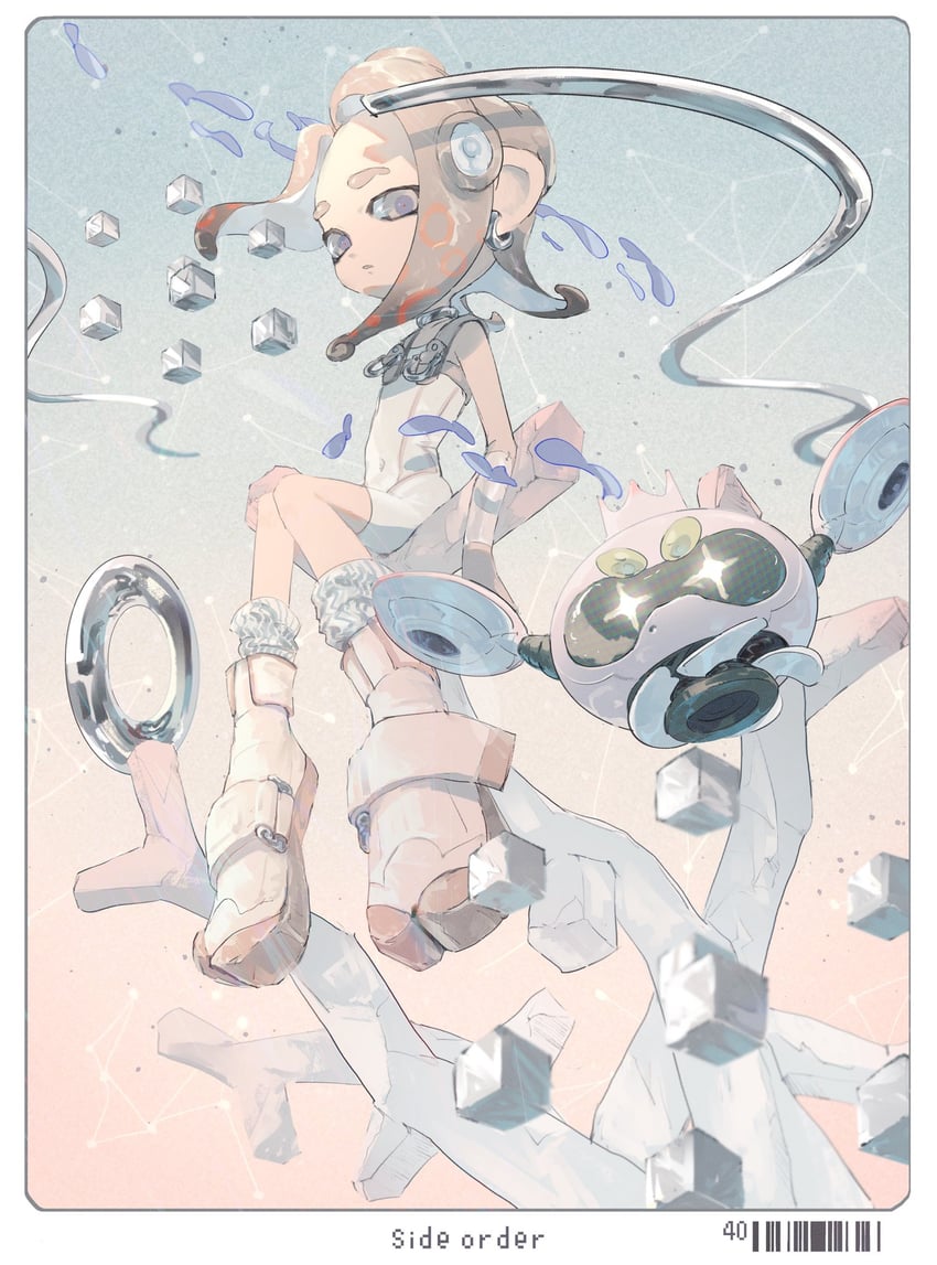 octoling player character, octoling girl, pearl, agent 8, and pearl drone (splatoon and 2 more) drawn by pppmepl