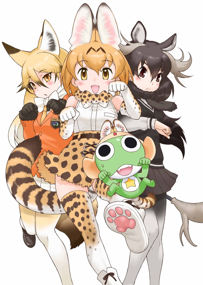 serval, ezo red fox, moose, and keroro (kemono friends and 1 more) drawn by yoshizaki_mine