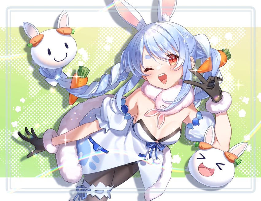 usada pekora and pekomon (hololive) drawn by tatata_n3b7