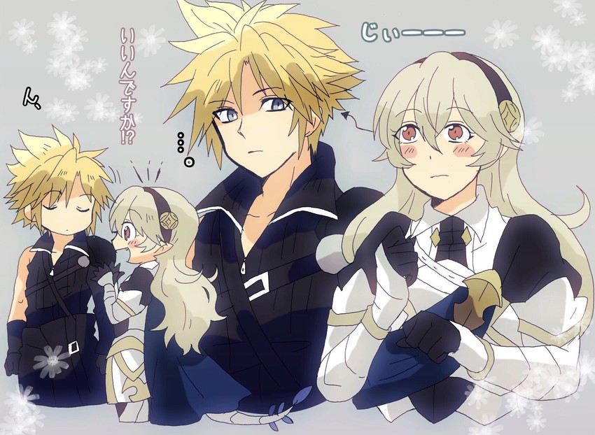 cloud strife and female corrin (fire emblem and 5 more) drawn by kiriya_(552260)