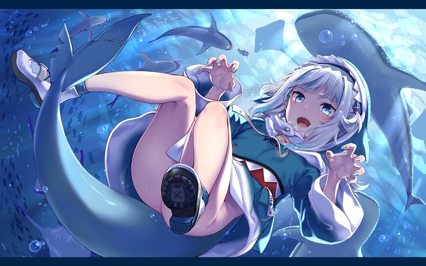 gawr gura (hololive and 1 more) drawn by hinasaki_you