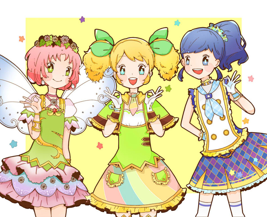 kiriya aoi, saegusa kii, and kitaoji sakura (aikatsu!) drawn by oidaki