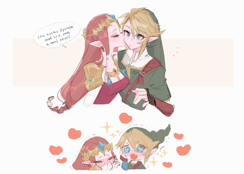 link and princess zelda (the legend of zelda and 1 more) drawn by manodemarina