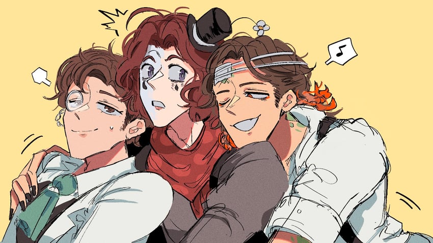 orpheus, luchino diruse, and weeping clown (identity v) drawn by gouboot