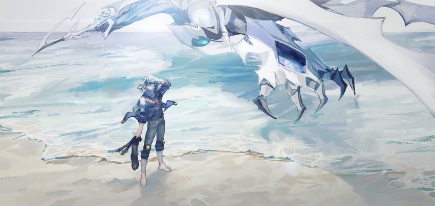 fudo yusei and shooting quasar dragon (yu-gi-oh! and 1 more) drawn by momentcorefly