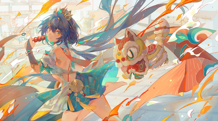 yunli and diting (honkai and 1 more) drawn by kirabunni