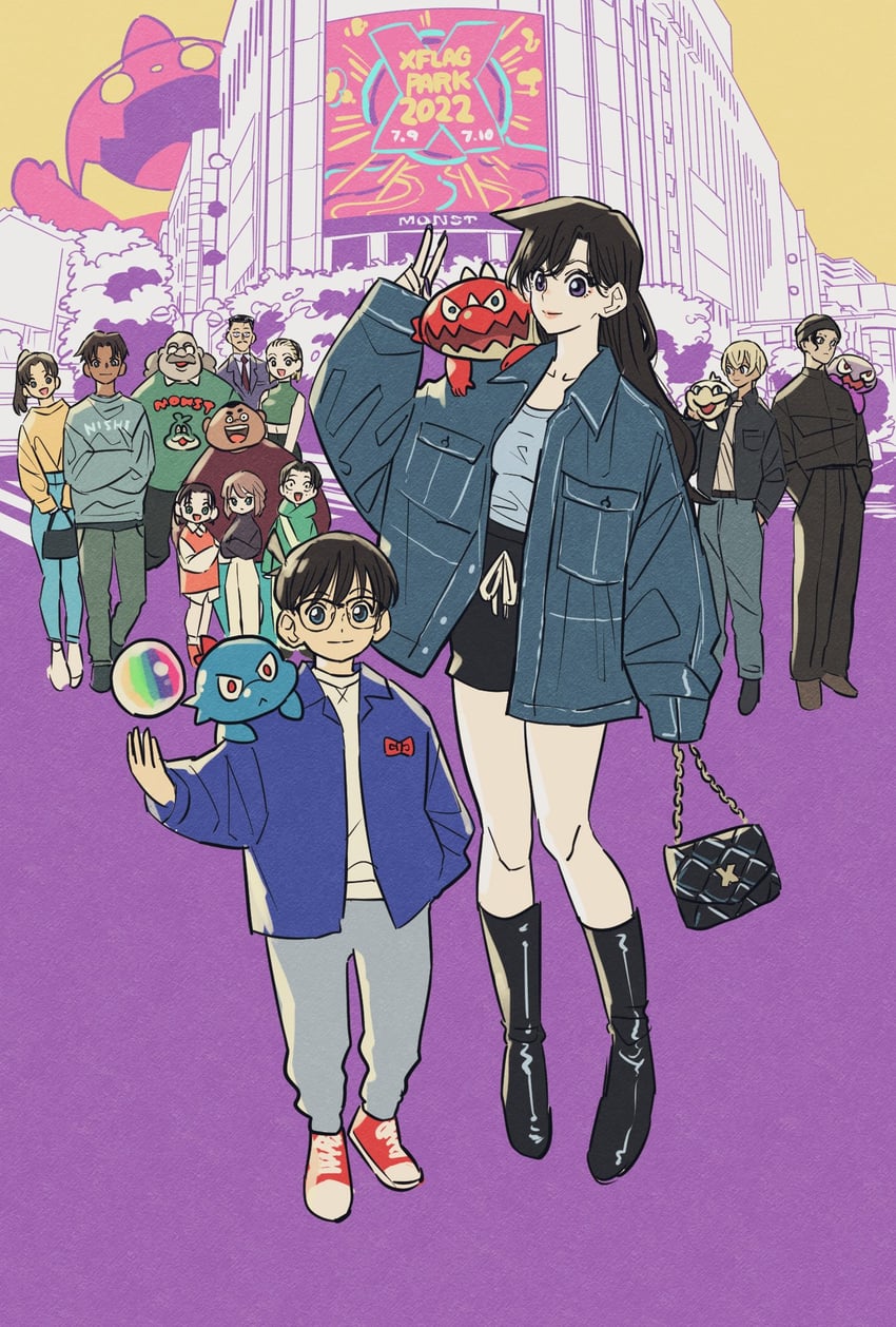 edogawa conan, haibara ai, amuro tooru, mouri ran, akai shuuichi, and 14 more (meitantei conan and 1 more) drawn by takeuchi_ryousuke