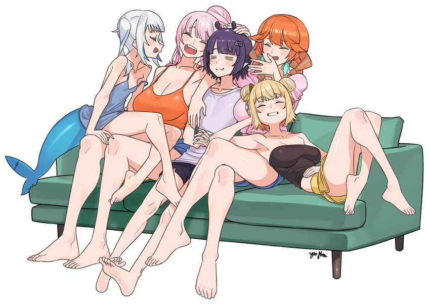 gawr gura, mori calliope, ninomae ina'nis, takanashi kiara, and watson amelia (hololive and 1 more) drawn by yan_jhia