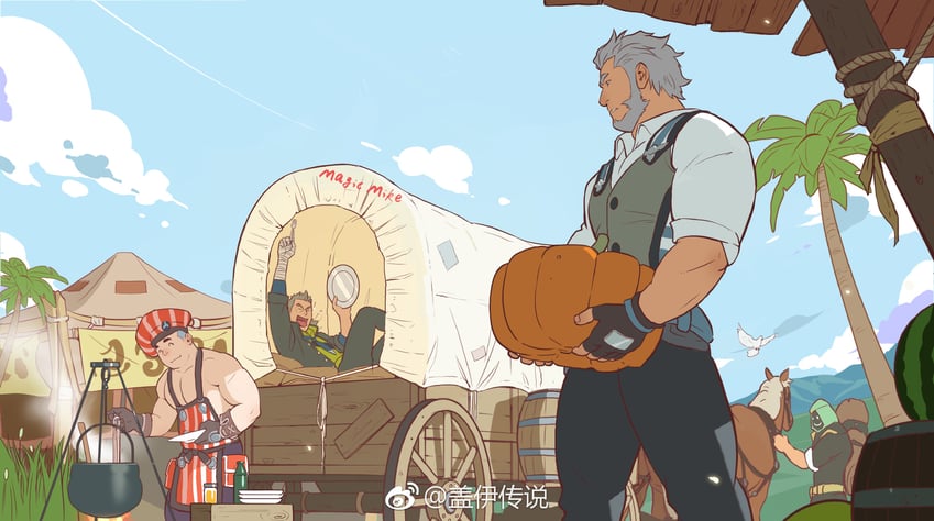 carter, peter, mike, and choji (gyee) drawn by gai_yi_chuan_shuo