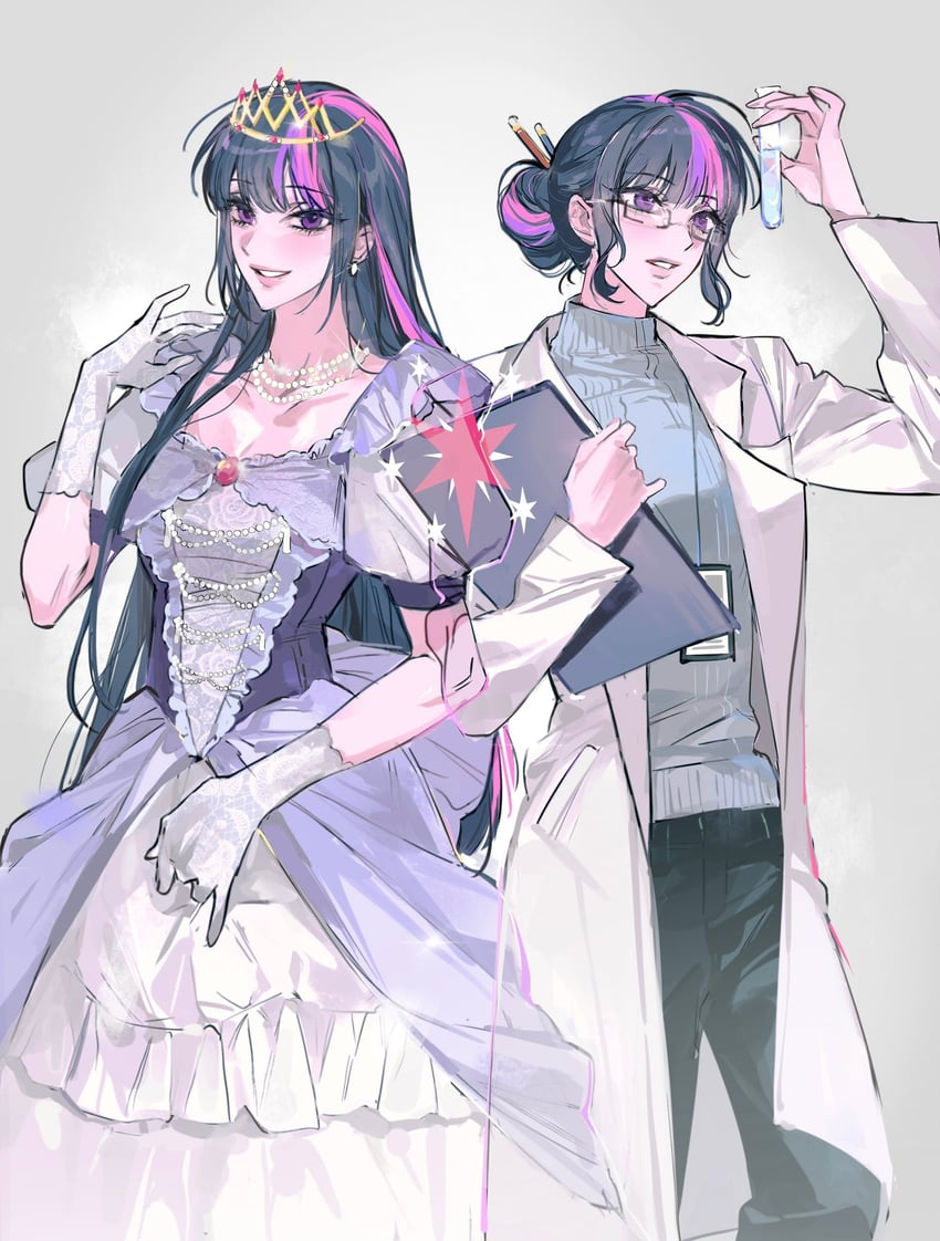 twilight sparkle and sci-twi (my little pony and 2 more) drawn by m_omoo