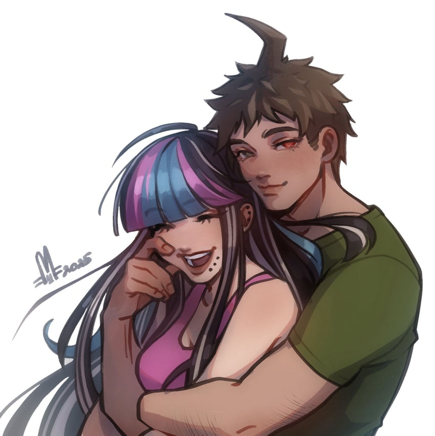 hinata hajime and mioda ibuki (danganronpa and 1 more) drawn by marmuruah