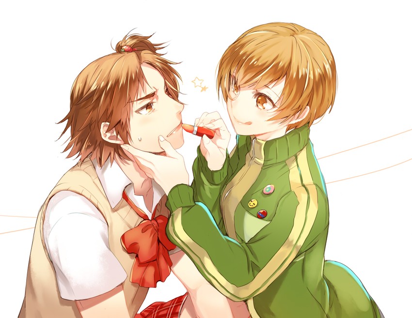 satonaka chie and hanamura yousuke (persona and 1 more) drawn by cotoro56