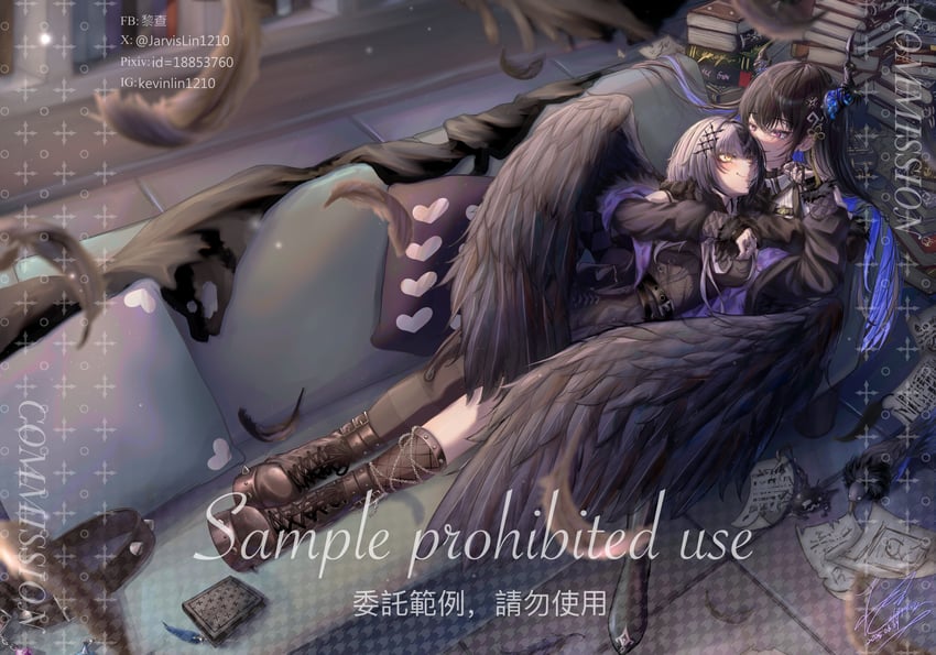 shiori novella, nerissa ravencroft, and yorick (hololive and 1 more) drawn by zolomon_(jarvis_lin)