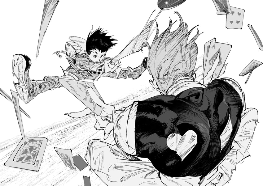 gon freecss and hisoka morow (hunter x hunter) drawn by atie1225