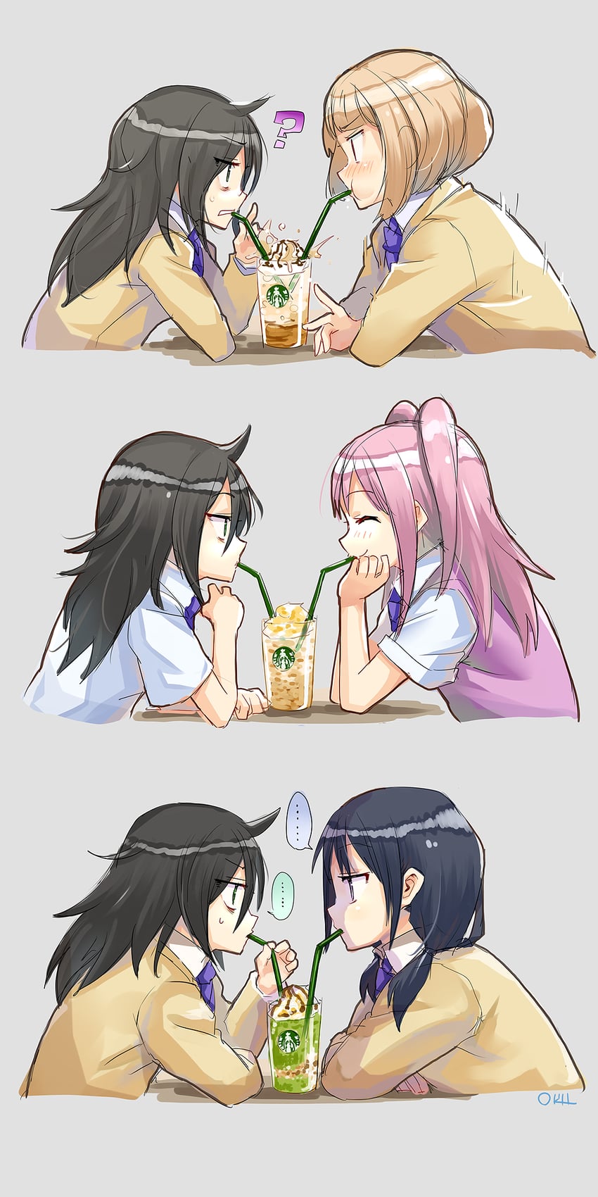 kuroki tomoko, tamura yuri, nemoto hina, and uchi emiri (watashi ga motenai no wa dou kangaetemo omaera ga warui! and 1 more) drawn by okiru