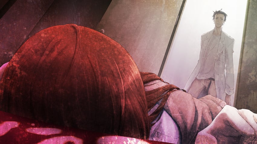 makise kurisu and okabe rintarou (steins;gate) drawn by huke