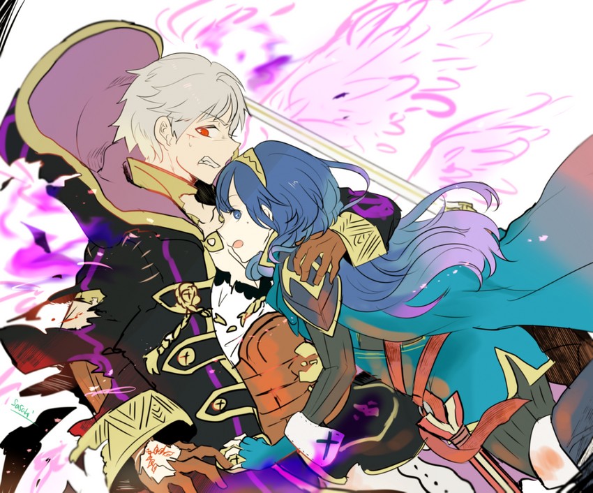 lucina and male robin (fire emblem and 2 more) drawn by sasaki_(dkenpisss)