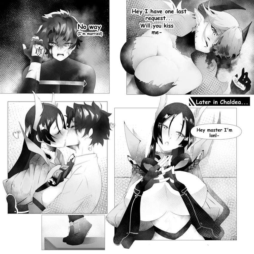 fujimaru ritsuka, minamoto no raikou, and lilith (fate and 1 more) drawn by slob_slime