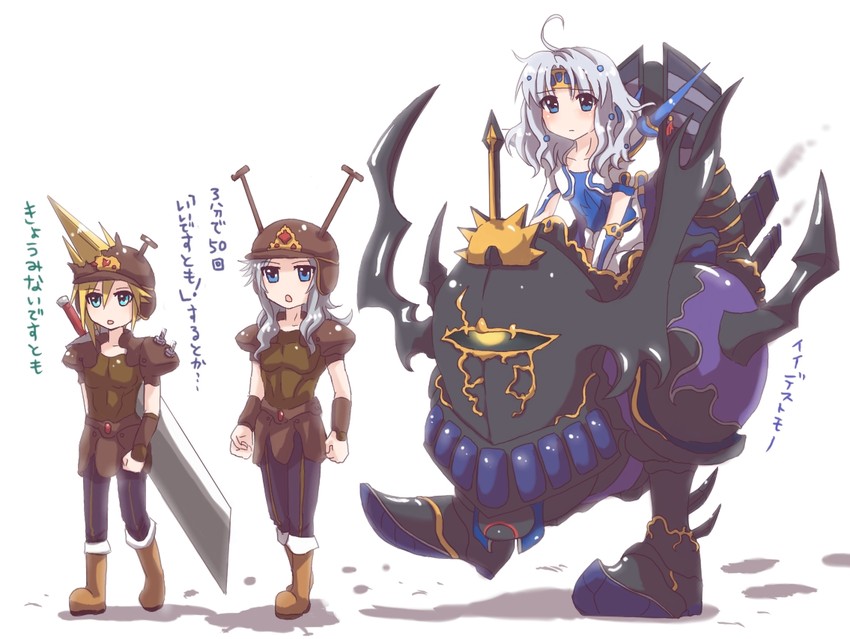 cloud strife, paladin, cecil harvey, warrior of light, and golbez (final fantasy and 5 more) drawn by minnku