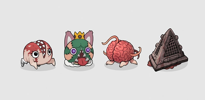 pyramid head, bongy, us, and his royal headness leonogg i (final fantasy and 6 more) drawn by flaw_eight