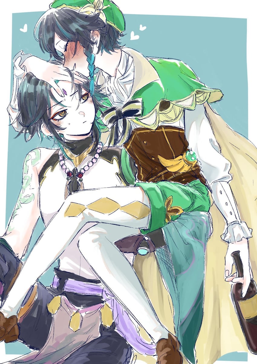 venti and xiao (genshin impact) drawn by kuro_negi_(s_tyam)