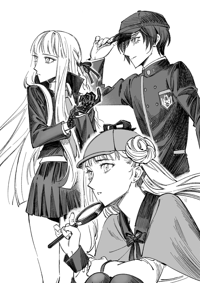 saihara shuichi, kirigiri kyoko, and tsukumo kako (danganronpa and 3 more) drawn by kkoricat