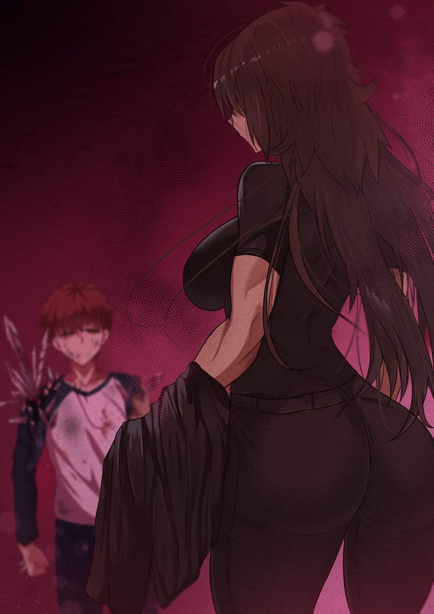 emiya shirou and kotomine kirei (fate and 2 more) drawn by shokobr