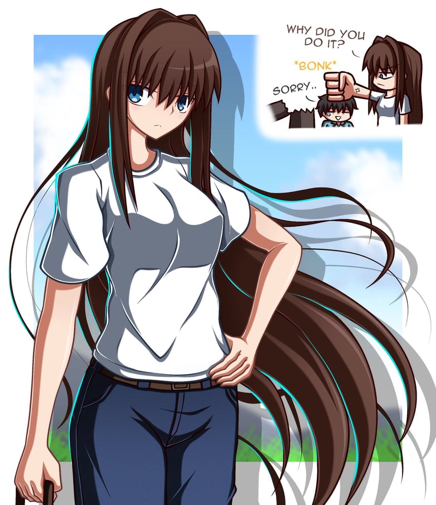 aozaki aoko and tohno shiki (tsukihime and 2 more) drawn by zeon132