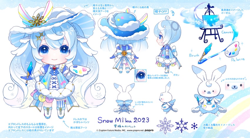 hatsune miku, yuki miku, and rabbit yukine (vocaloid) drawn by shirayuki_towa
